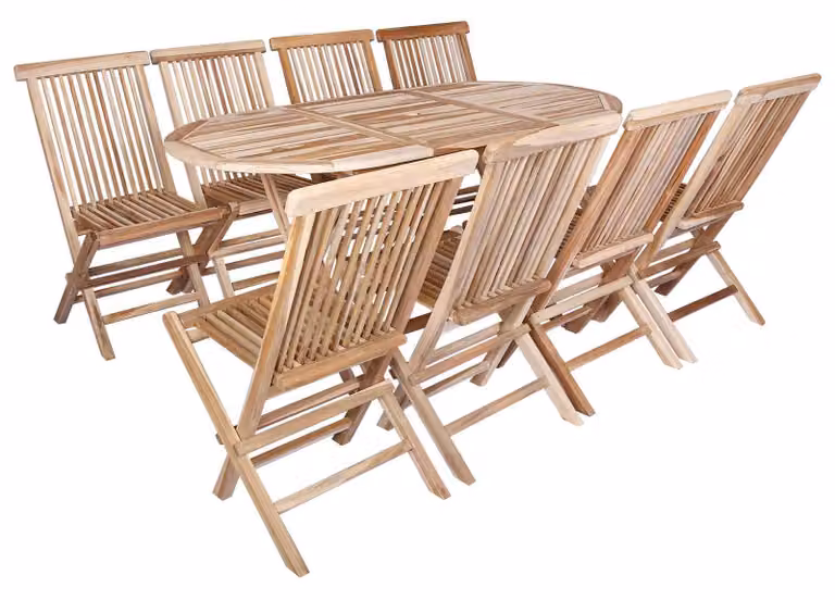 Set di mobili da giardino, 9 pezzi, in legno massello di teak naturale