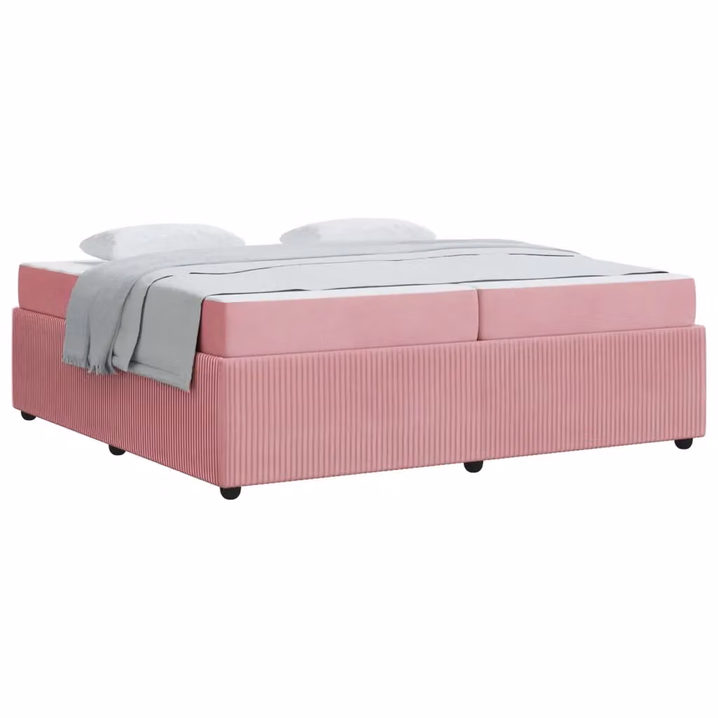 Struttura letto moderna vidaXL in tessuto rosa con legno, L/P: 200 x 200 cm – 2