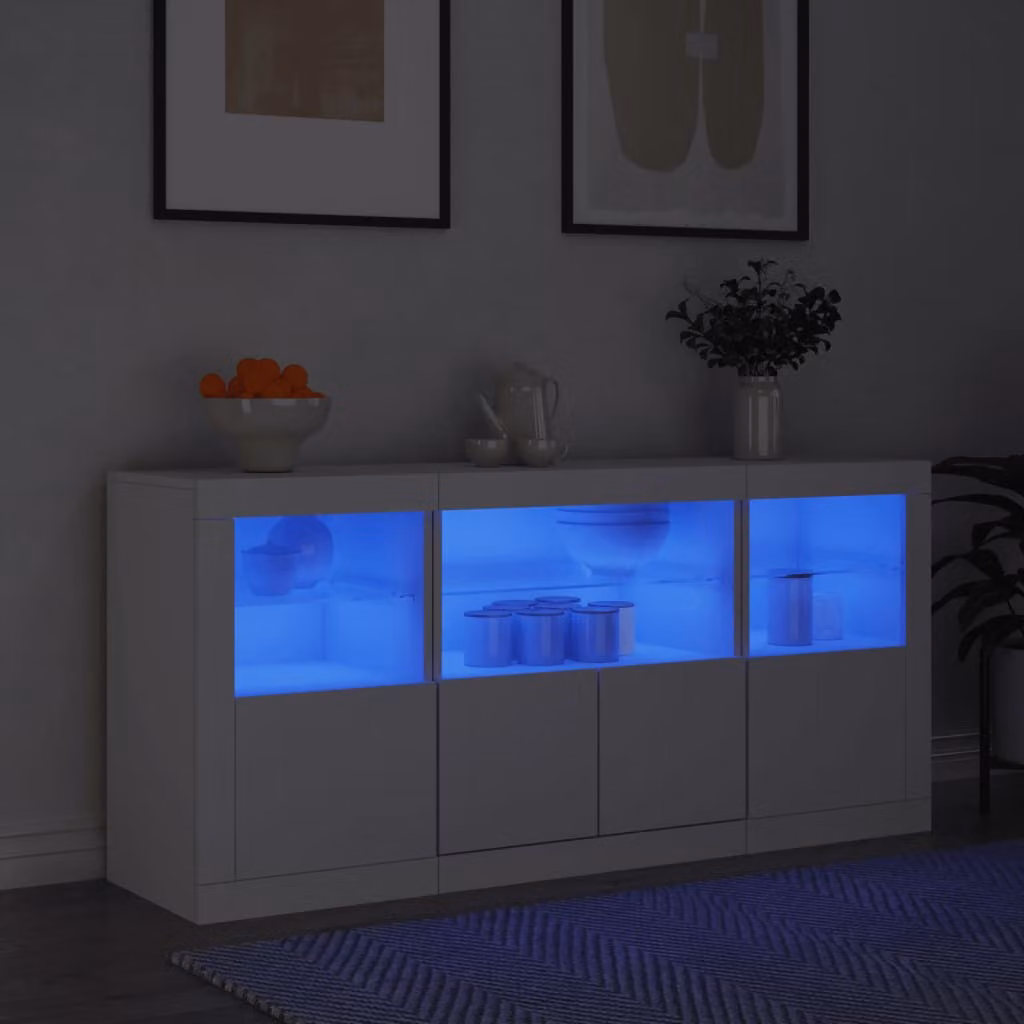 Credenza moderna vidaXL con luci LED bianca L: 142,5 cm, P: 37 cm, H: 67 cm – 1
