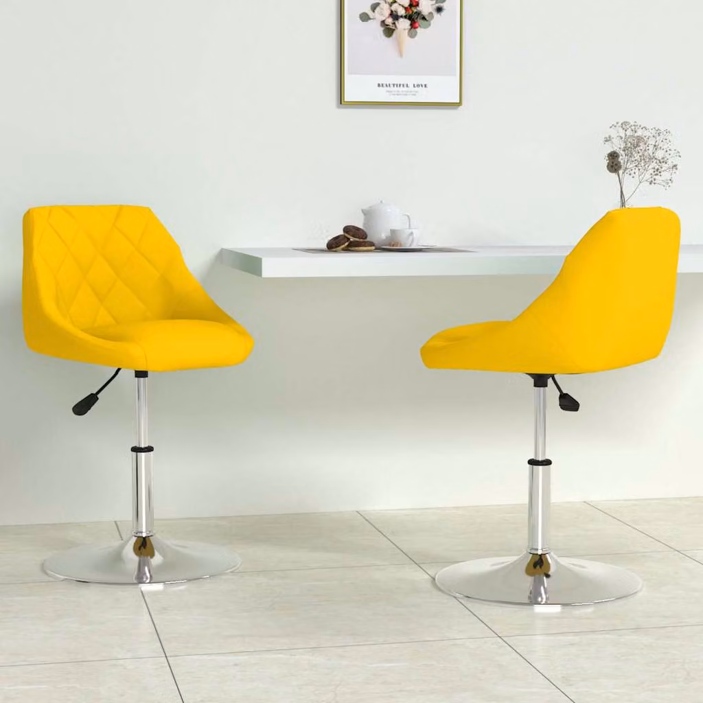 Set di 2 sedie da pranzo girevoli vidaXL in velluto giallo senape con design moderno