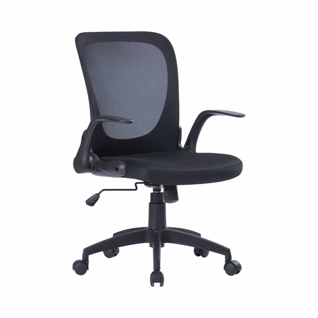 Sedia da ufficio DMORA nera con braccioli e seduta ergonomica in tessuto per home office – 2