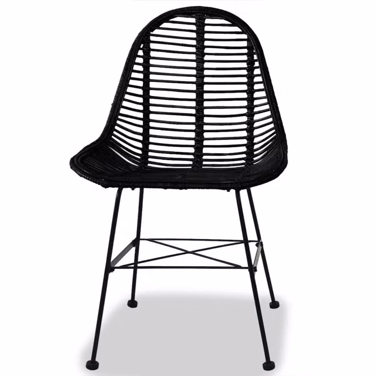 vidaXL Sedie da pranzo 2 pz. Rattan naturale nero