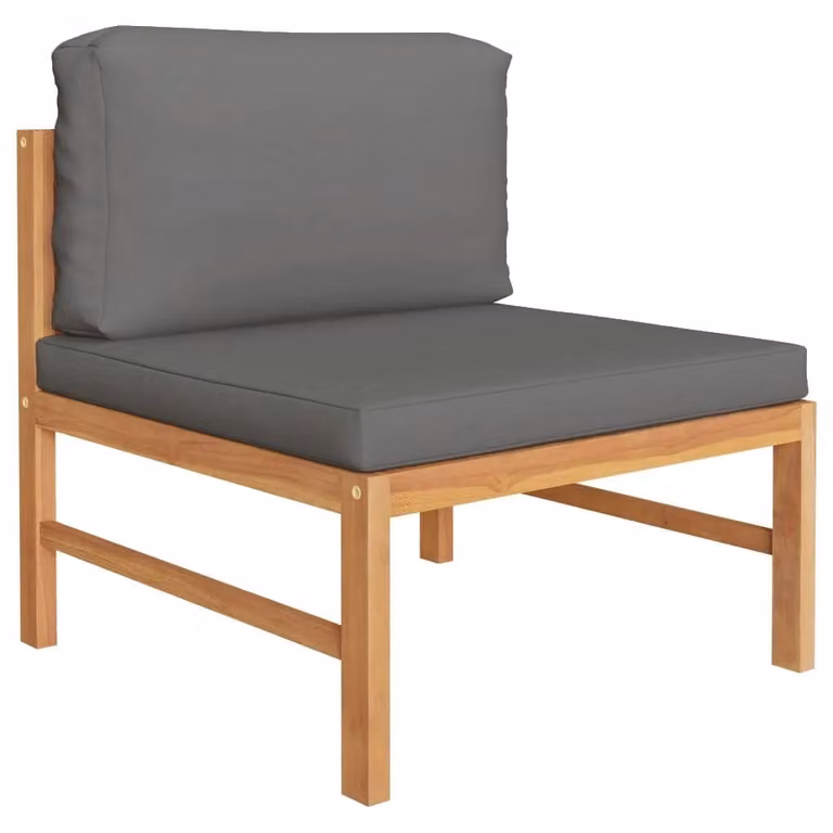 set di 3 pezzi per salotto da giardino con cuscini in teak grigio scuro
