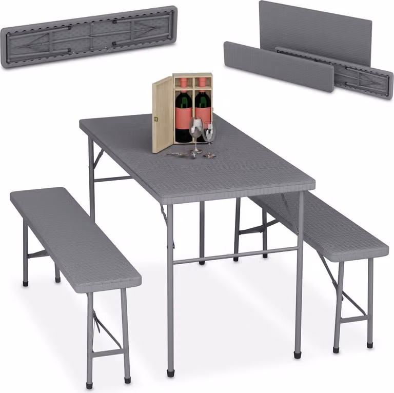 Set da 3 tende da birra pieghevoli, effetto rattan, nero