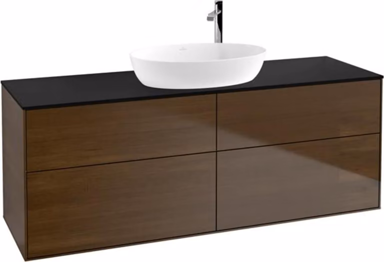 V&B mobile lavabo a parete Finion 160x60cm, piastra di copertura bla m, impiallacciatura noce