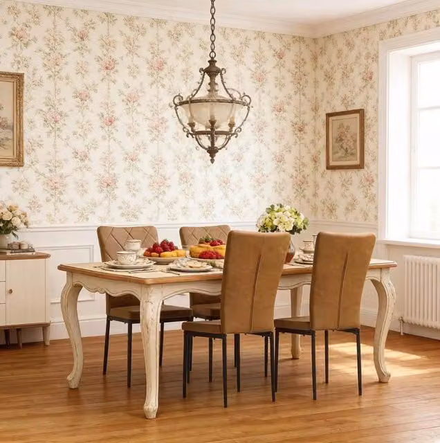 Set 4 sedie da pranzo ULEVR in similpelle marrone con schienale alto imbottito e struttura in metallo