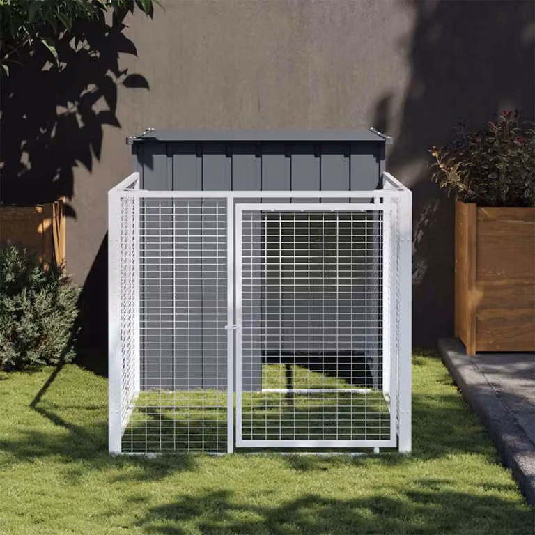 Casetta per cani vidaXL in acciaio zincato antracite L/P/H: 110 x 201 x 110 cm