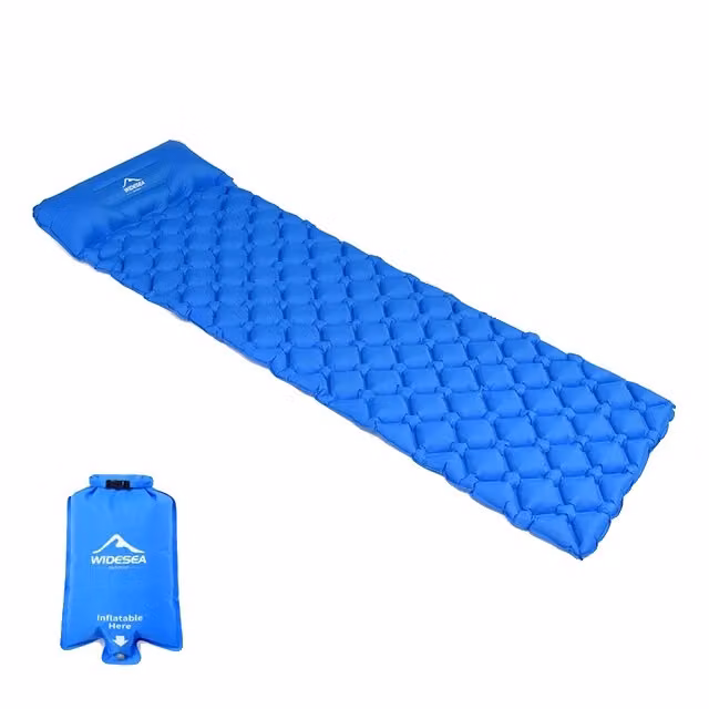 Materassino da campeggio, design gonfiabile, ultraleggero e portatile, blu con airbag