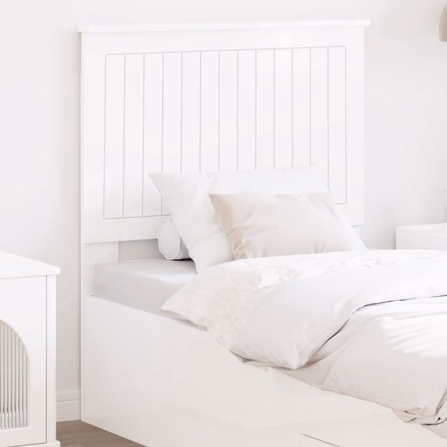 Testiera per letto moderna vidaXL in legno ingegnerizzato bianco lucido