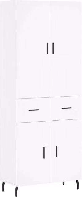 Credenza | Madia | Buffet da pranzo | Armadio da pranzo Bianca 69,5x34x180 cm in Legno Multistrato