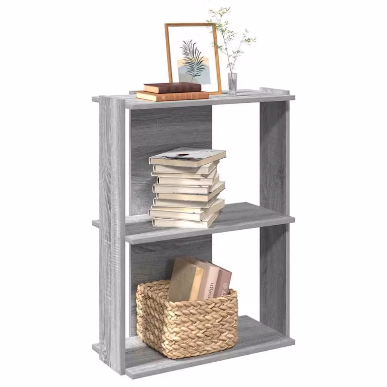 Libreria vidaXL a 3 Ripiani Grigia in Legno e MDF L 60 cm x P 30 cm x H 80 cm