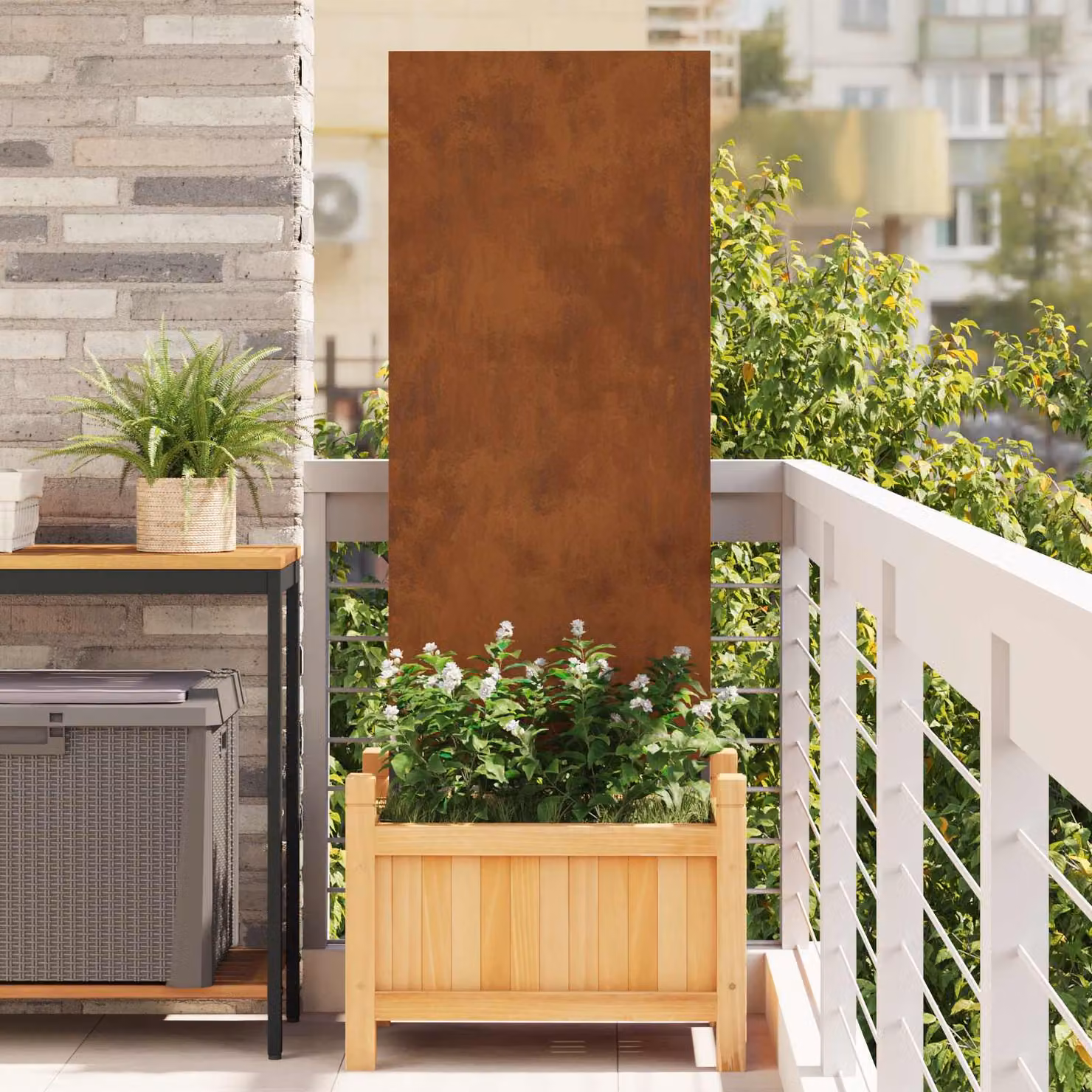 Paravento per privacy da giardino vidaXL in acciaio marrone, L: 50 cm, H: 140 cm