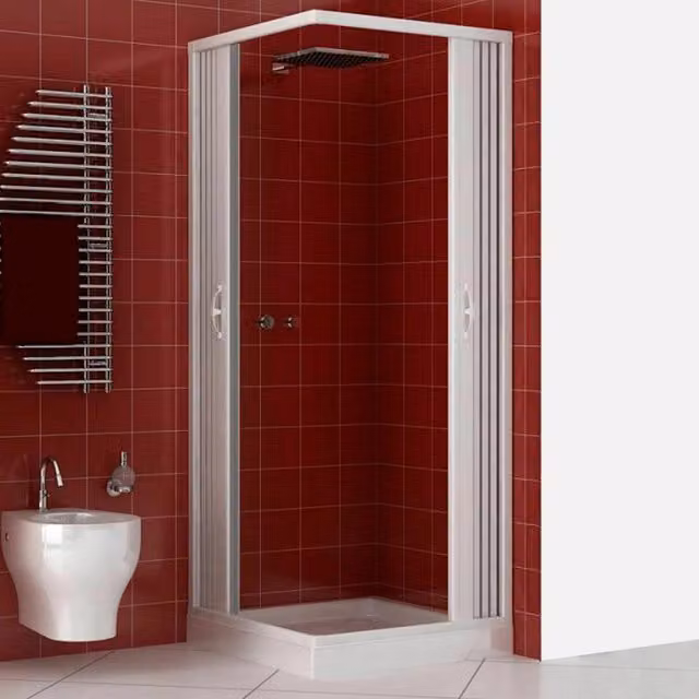 Box doccia Luna Rollplast rettangolare in PVC con apertura a soffietto centrale, finitura bianco e trasparente, L: 120 cm, P: 70 cm, H: 185 cm