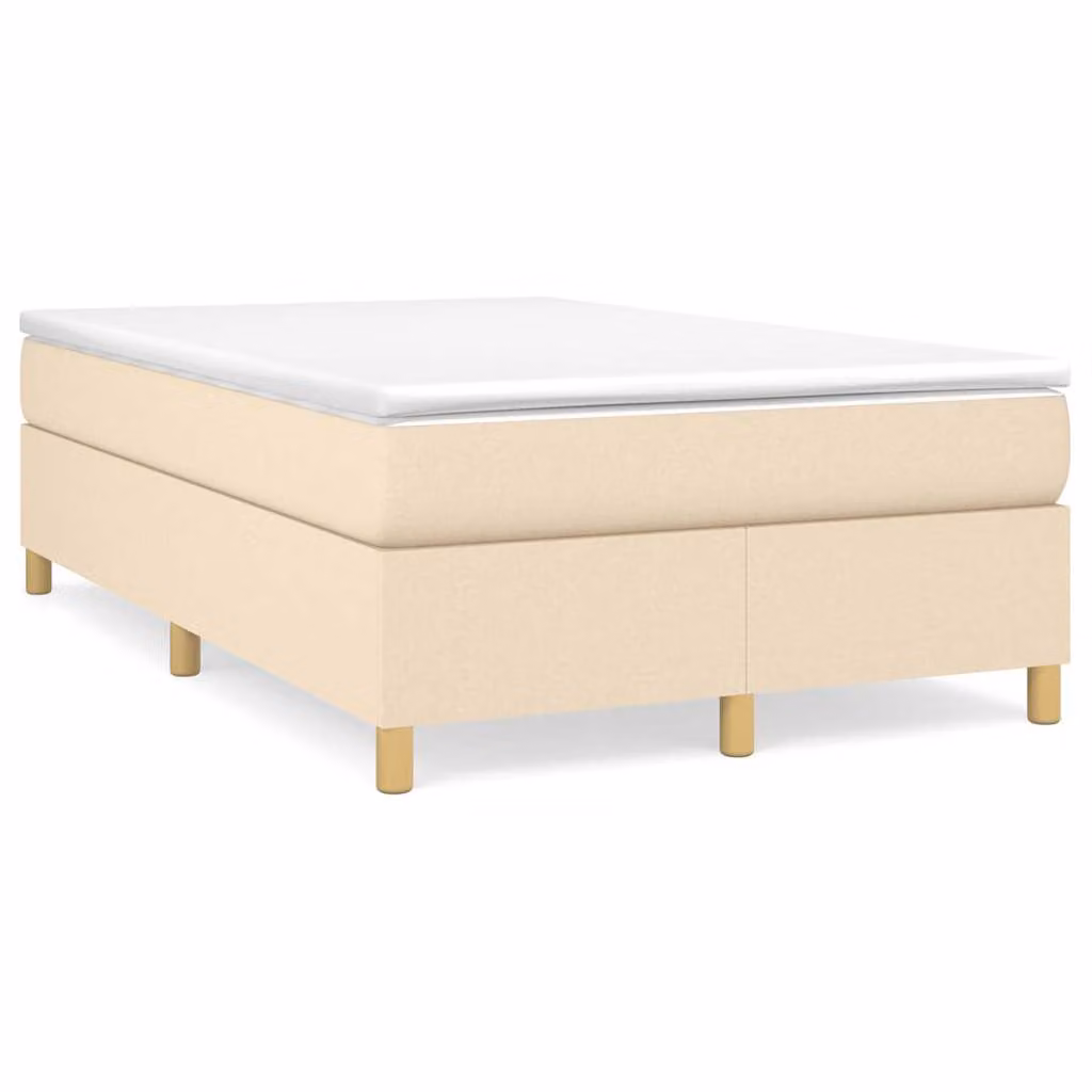 vidaXL Giroletto a Molle Ibrido con Materasso in Tessuto Beige e Bianco L/P/H: 200 x 120 x 35 cm
