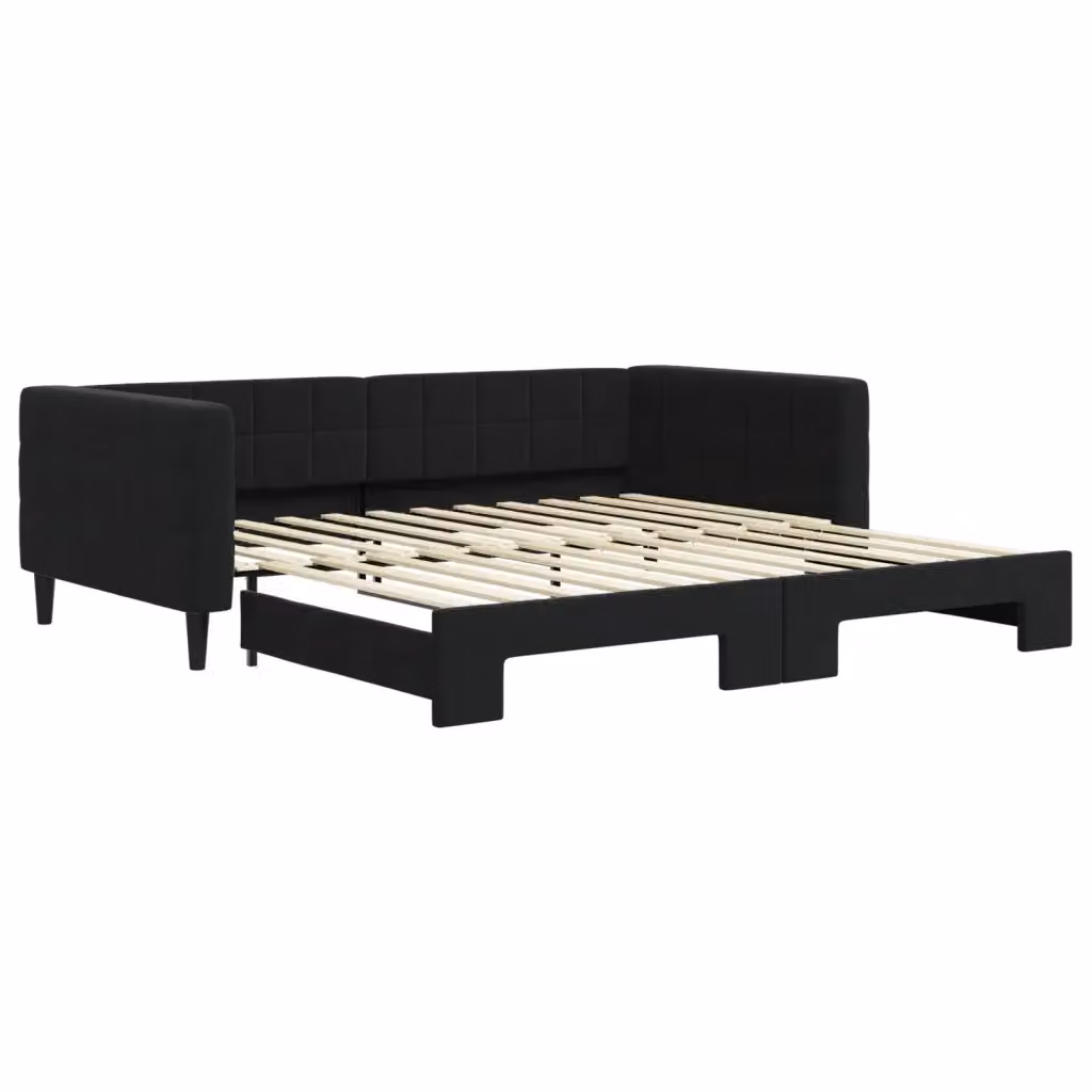 Divano Letto con Letto Estraibile vidaXL in Velluto Nero per Soggiorno e Camera da Letto L/P/H: 223 x 110 x 68 cm con Materasso 100 x 200 cm – 2