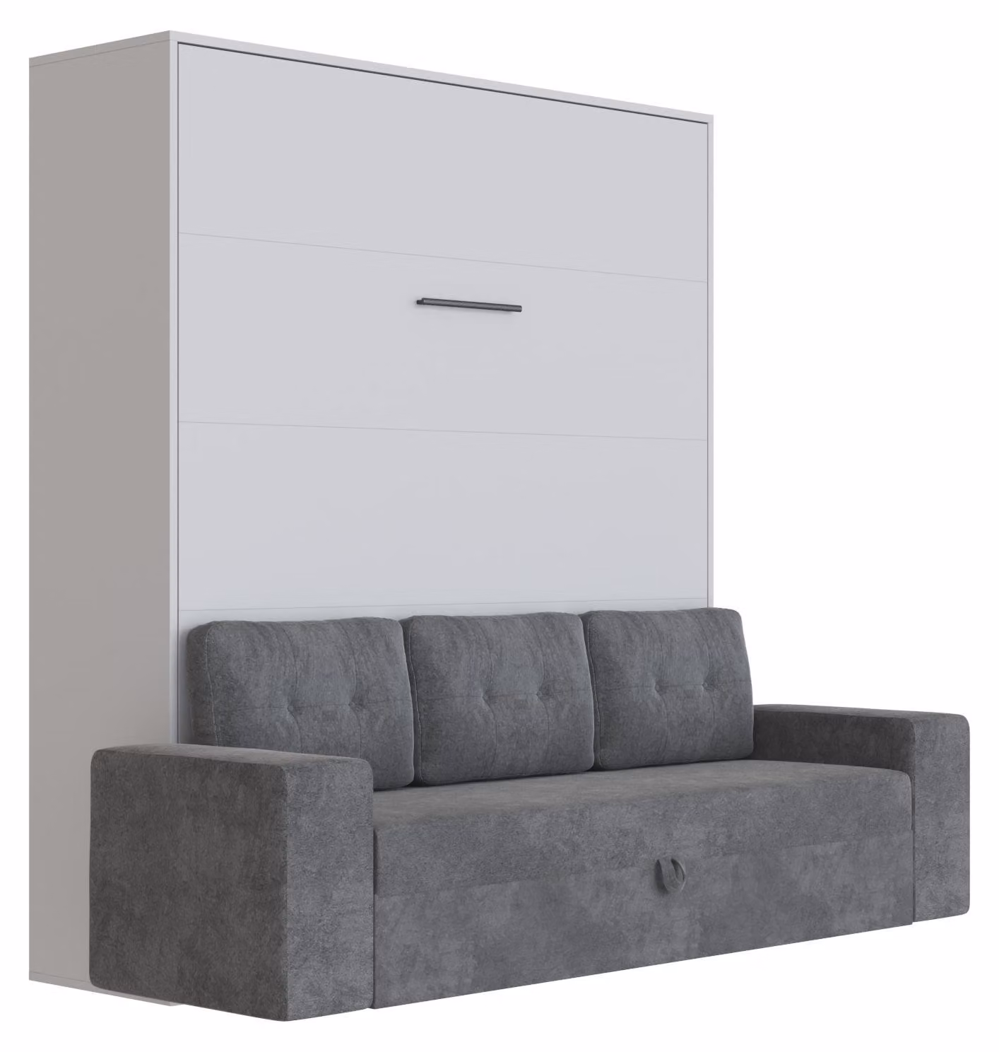 Letto a scomparsa M3 160x200 (profondità 55 cm) verticale Grigio perla con divano antracite