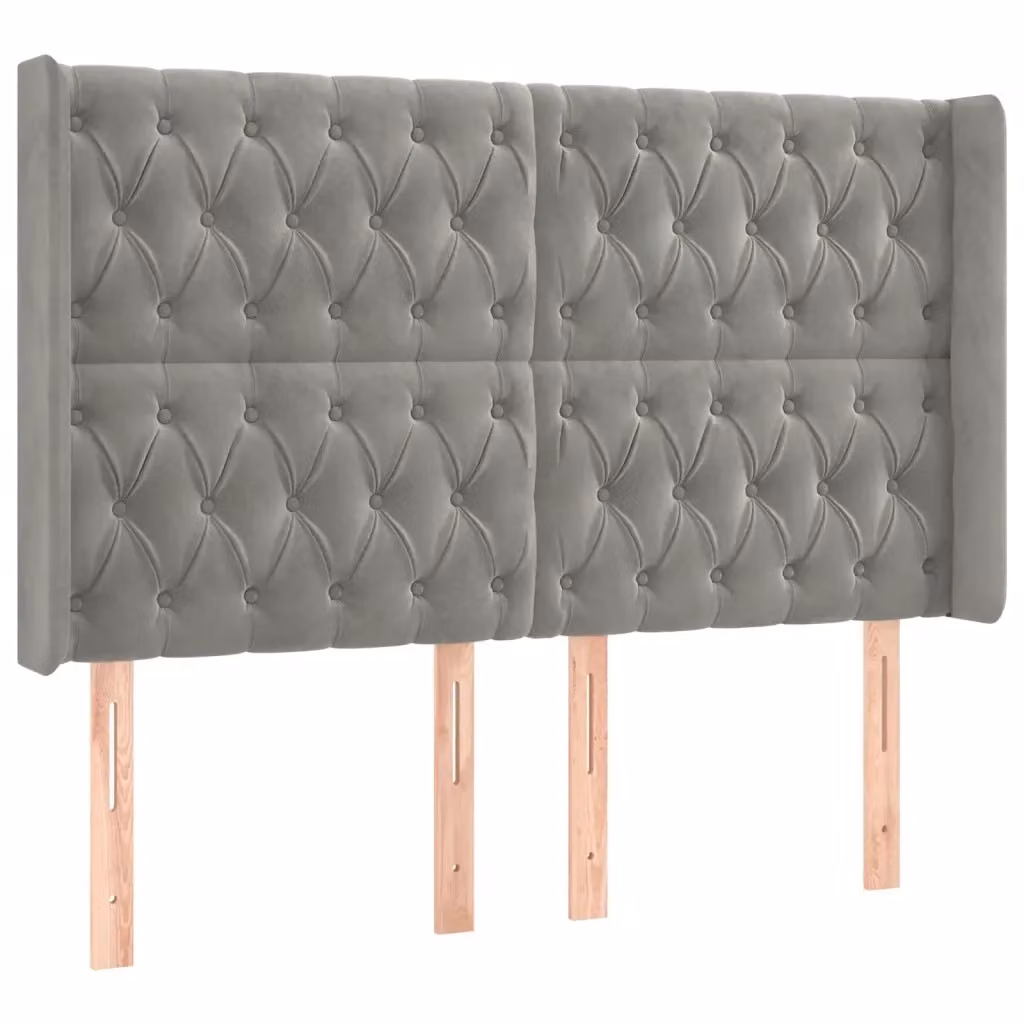Testiera con Orecchie Design Mania in Velluto Grigio Chiaro L: 163 cm, P: 16 cm, H: 118/128 cm – 2