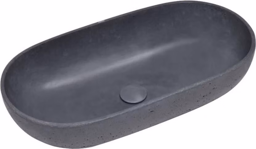 Lavabo da appoggio SAT in cemento senza sfioratore con scarico 65 cm x 35 cm, antracite