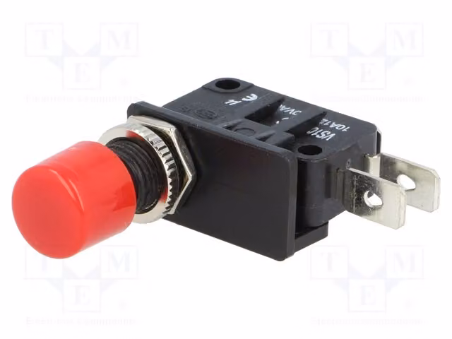 1 interruttore a pulsante, posizione: 2, normalmente aperto: Ø10mm, VAQ-4-10-1C-R, interruttore Stard, tipo: ON-(ON), 10A/250VDC