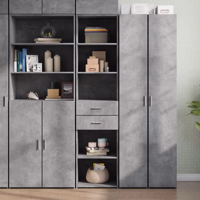 Credenza moderna vidaXL in legno e MDF Grigio, sospesa, L 45 cm x P 42,5 cm x H 185 cm