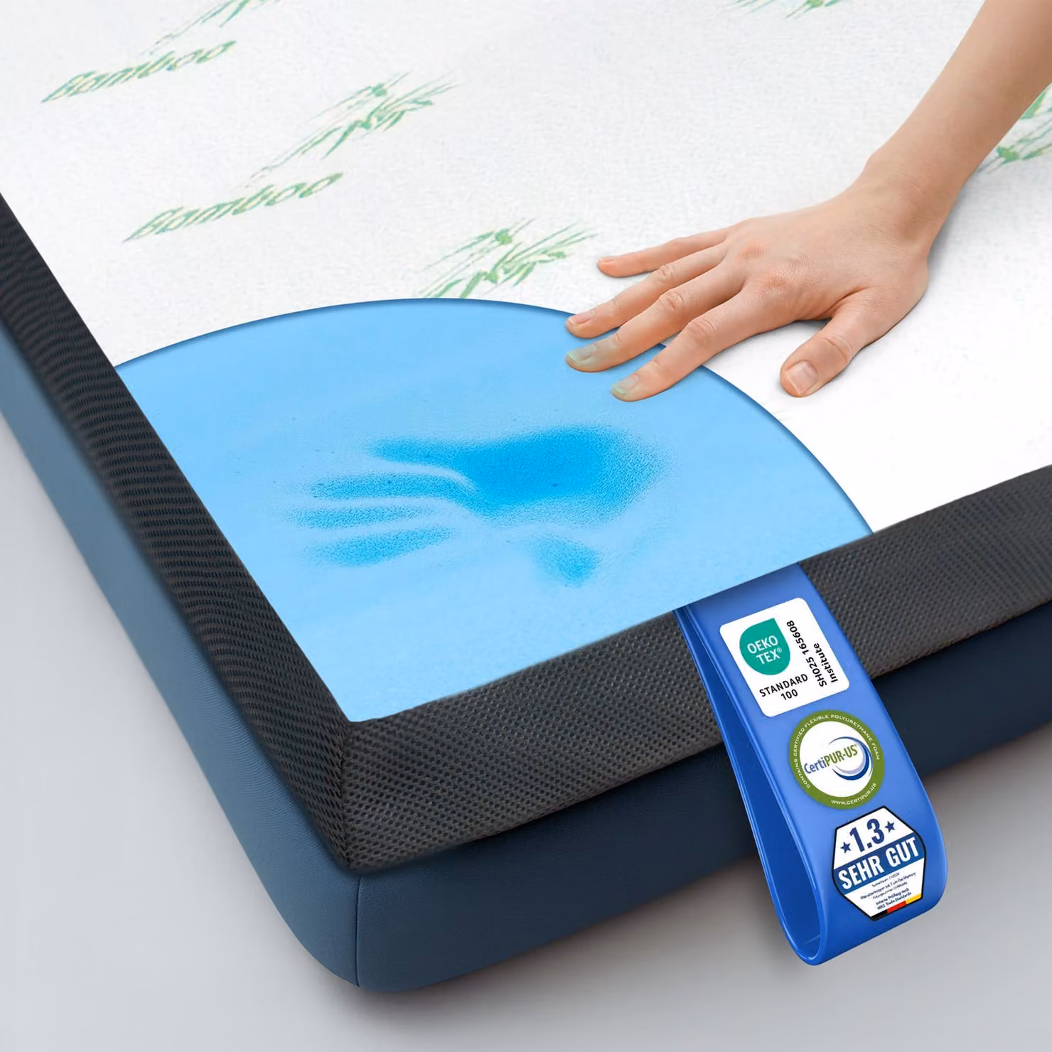 Topper Premium Comfort - Topper per materasso con schiuma memory gel 200x200x7cm
