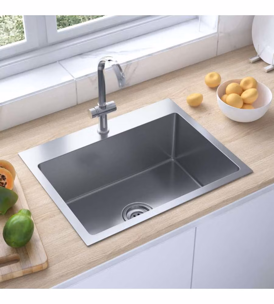 Lavello da cucina vidaXL in acciaio inox color argento L/P/H: 59 x 44 x 20 cm – 2