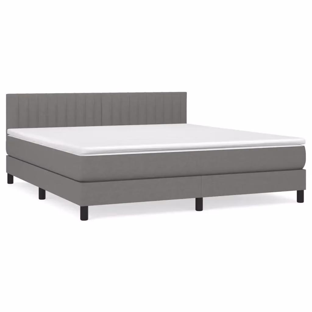 vidaXL Giroletto a Molle Ibrido con Materasso in Tessuto Grigio e Bianco L/P/H: 180 x 200 x 25 cm – 2