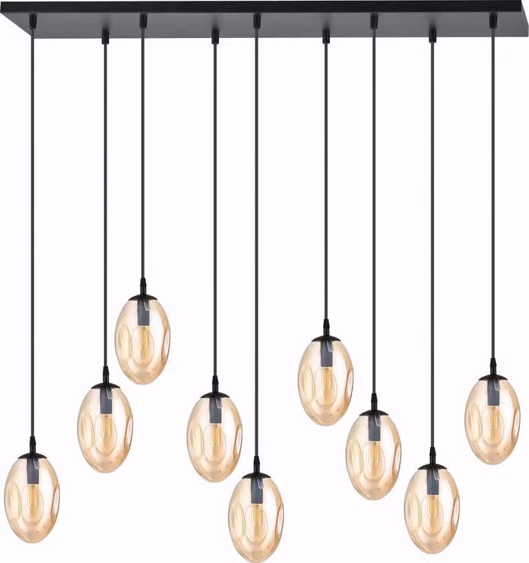 Lampadario Emibig 9xE14 10W ASTRAL con 9 paralumi color miele 1267/9