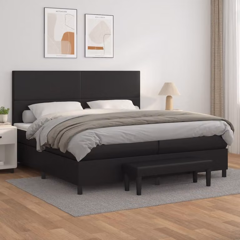 Maison Exclusive - Letto boxspring con materasso nero 200x200 cm in ecopelle
