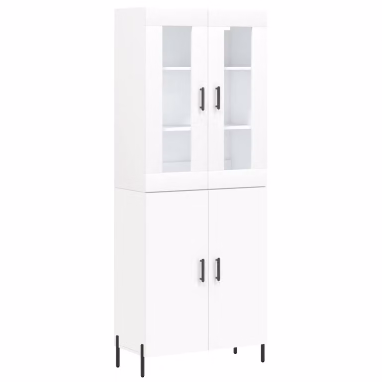 Credenza Bianca 69,5x34x180 cm in Legno Multistrato