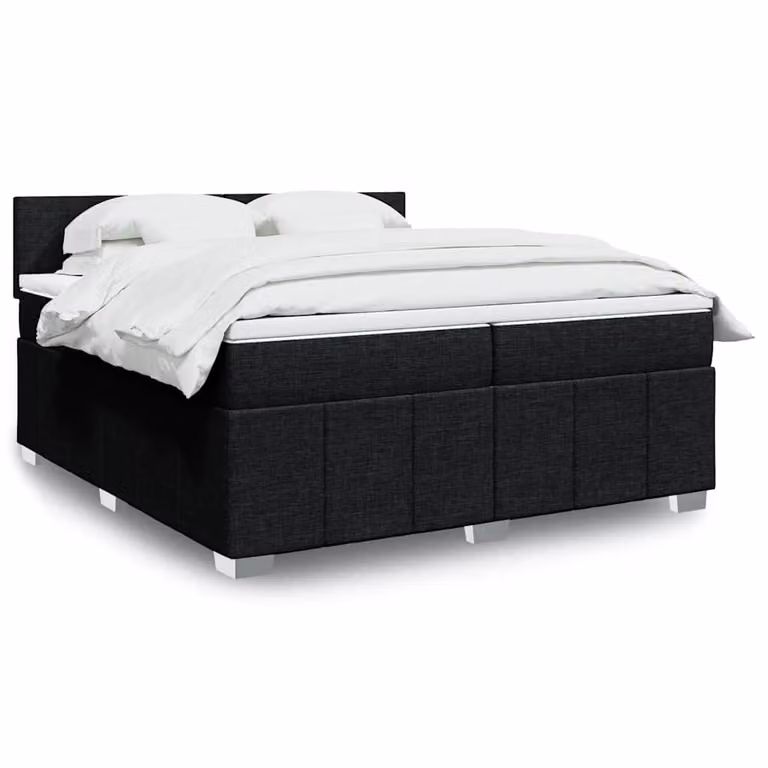 vidaXL Giroletto a Molle con Materasso Ibrido in Tessuto Nero 200 x 200 cm