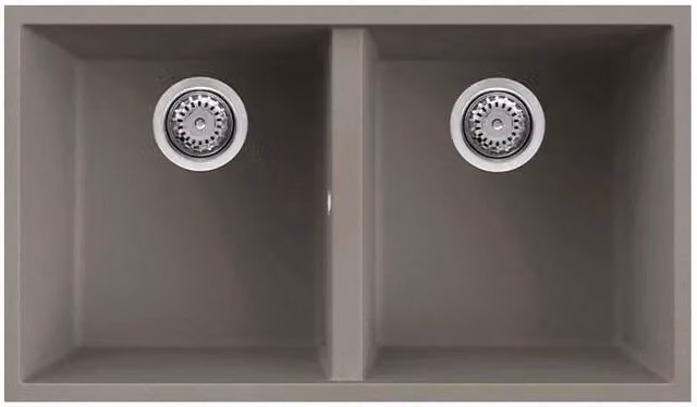 Lavello Elleci Incasso 2 vasche 76x43,5 Quadra 350 Sottotop Keratek Plus Grigio Dove Grey LKQ35093BSO