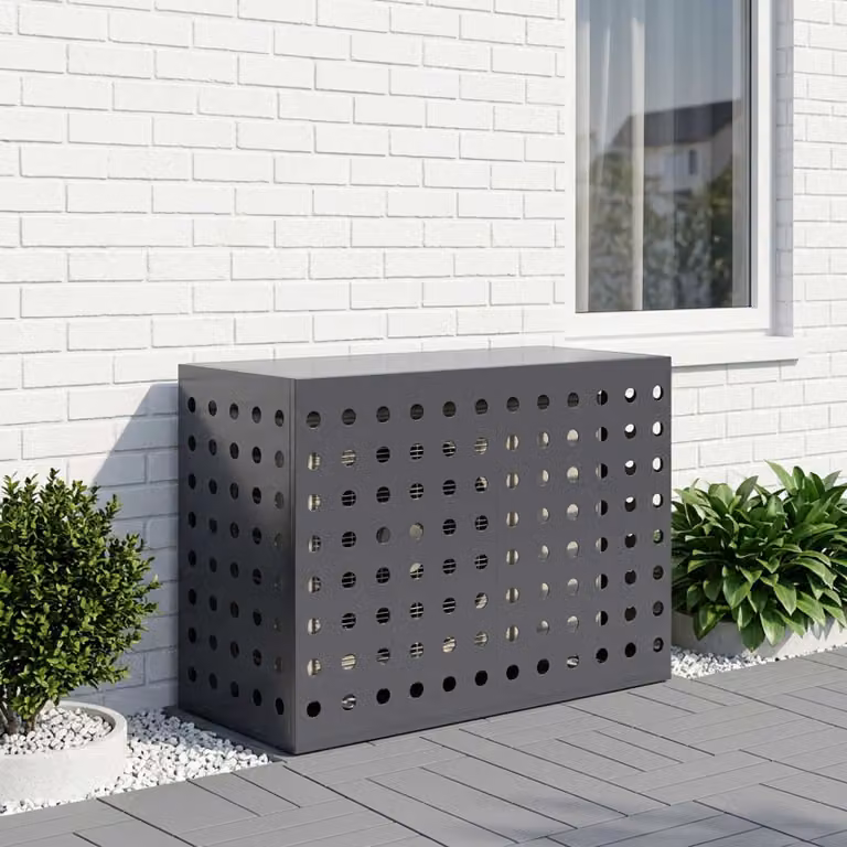 Copertura per condizionatore d'aria vidaXL in acciaio, colore antracite, L 90 x P 40 x H 60 cm