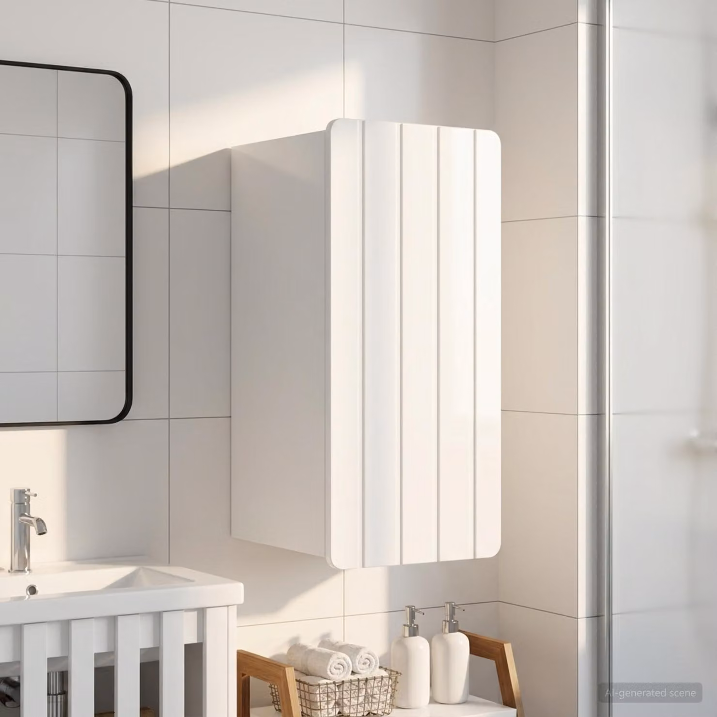 Armadio da bagno a muro vidaXL ZWOLLE Bianco Lucido L: 30 cm, P: 31 cm, H: 63 cm