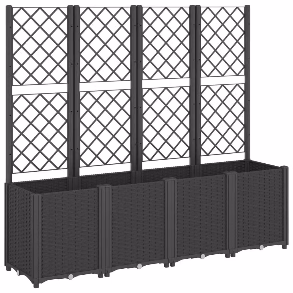 Fioriera da giardino con traliccio per piante rampicanti vidaXL, colore nero, in plastica, L/P/H: 160 x 40 x 140 cm – 2