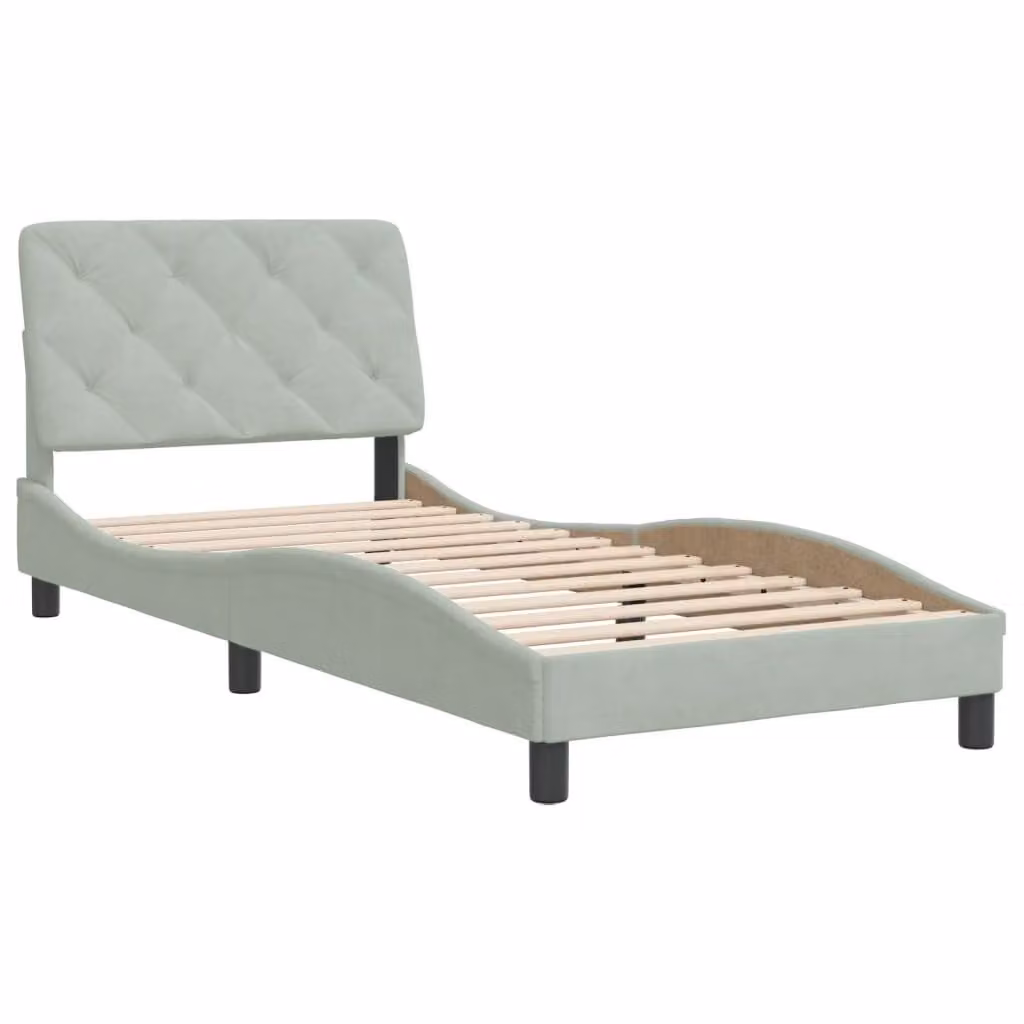Giroletto senza Materasso Grigio Chiaro 90x190 cm Velluto