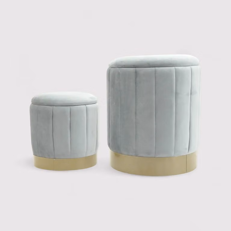 Avelos - Set di 2 pouf grigi con vano contenitore