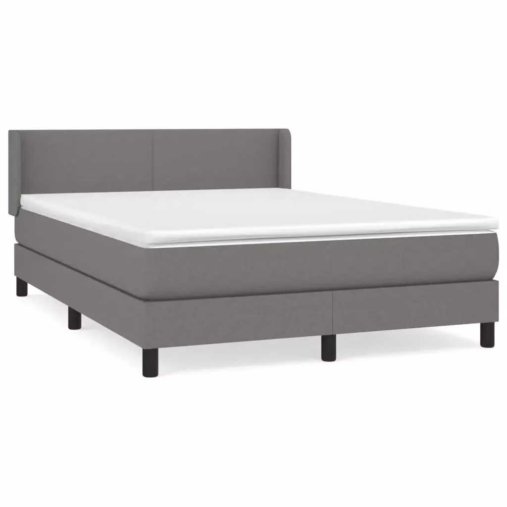 vidaXL Giroletto a Molle con Materasso Ibrido in Tessuto Grigio e Bianco L/P/H: 193 x 147 x 88 cm – 2