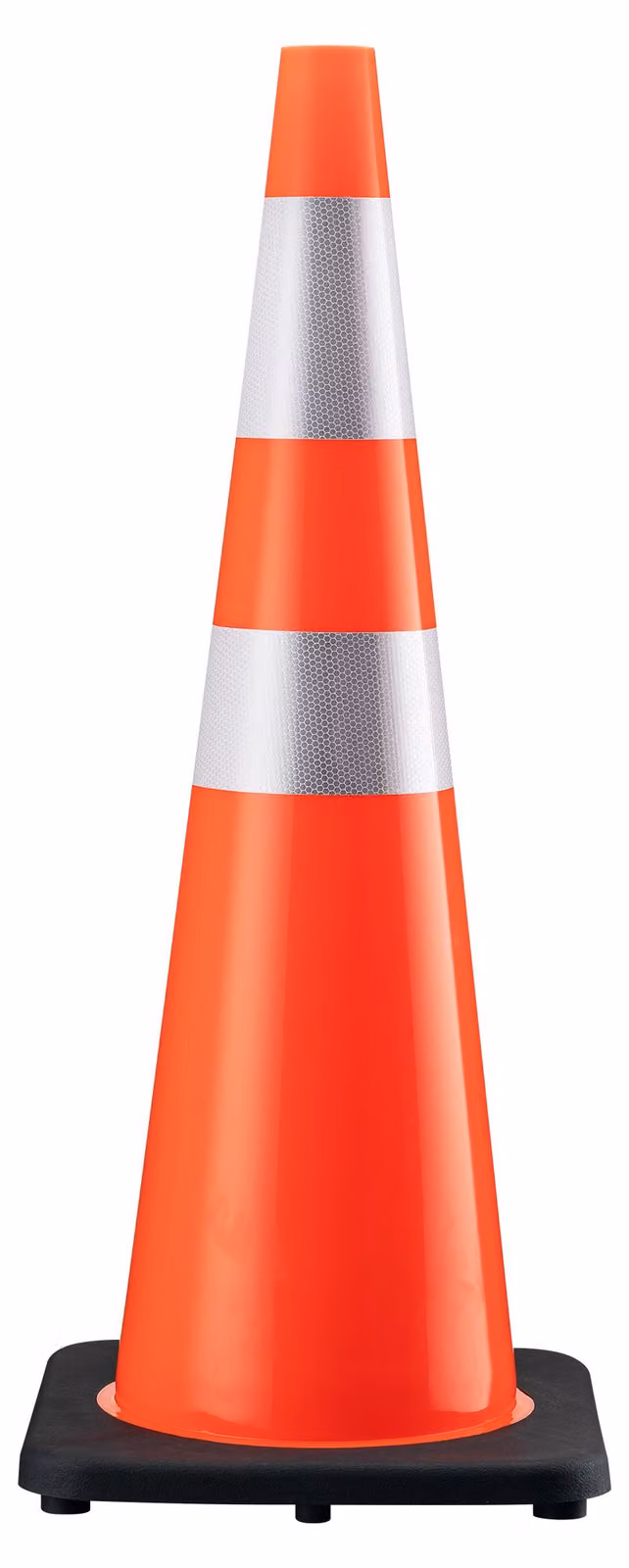 Cono stradale Wiltec da 90 cm in PVC con base in gomma, cono segnaletico arancione per la messa in sicurezza, pilone con strisce riflettenti