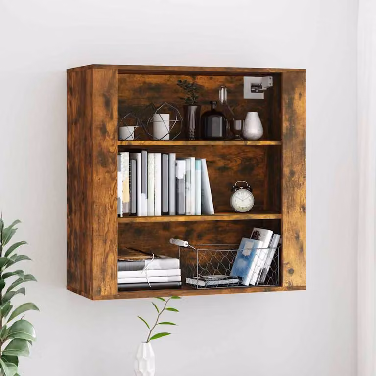 Armadietto a muro vidaXL in legno Rovere Fumo, design moderno con ripiani interni, L 80 cm x P 33 cm x H 80 cm