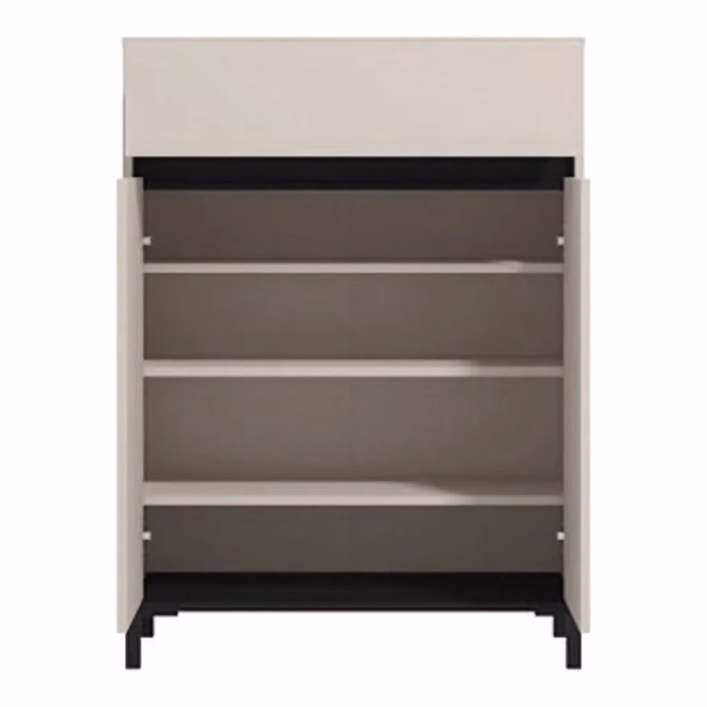Mobile Portascarpe Ilarione DMORA con Cassetto e Ante, Beige e Nero, L: 80 cm, P: 40 cm, H: 109.5 cm – 2