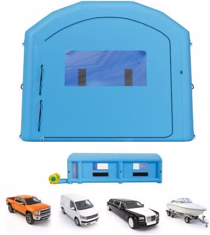 Cabina Gonfiabile per Verniciatura a Spruzzo VEVOR Blu con Soffiatori e Filtro in Cotone, L/P/H: 12 x 5 x 4 m