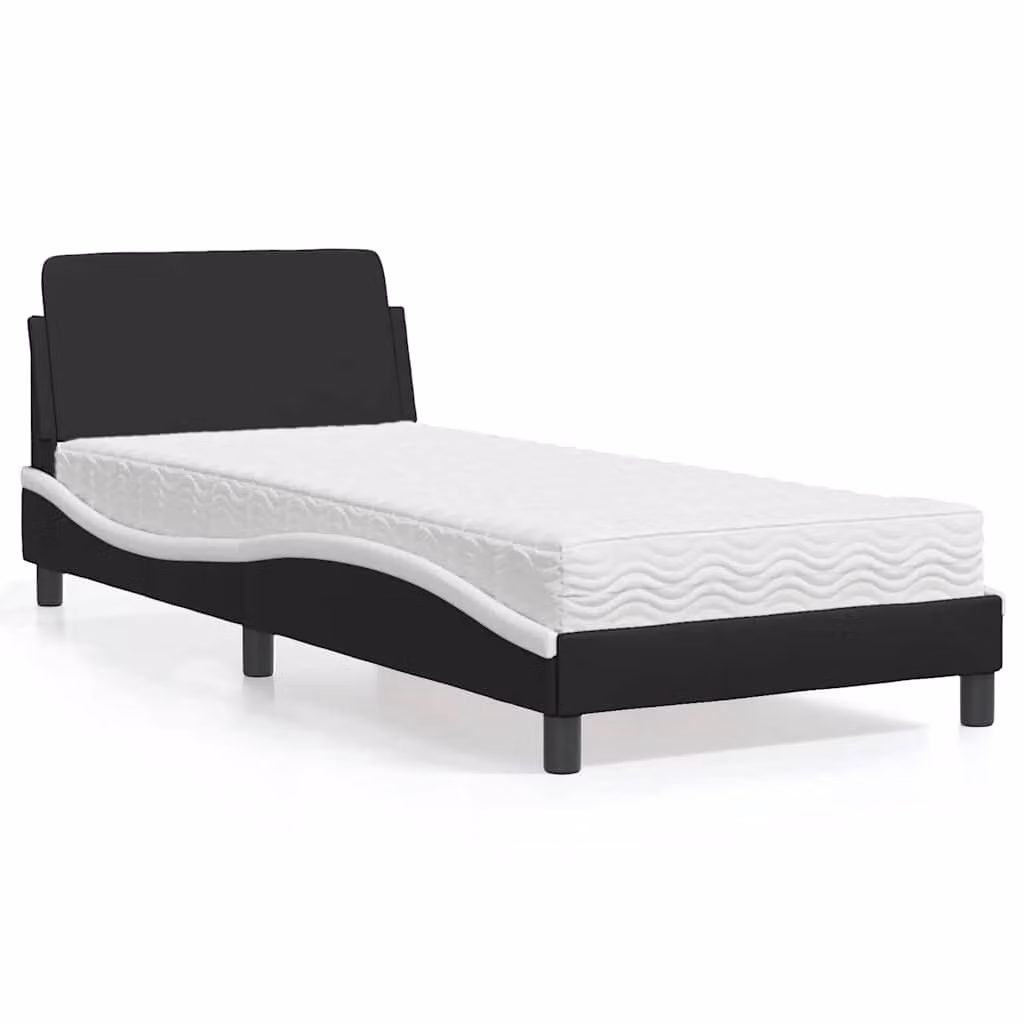 Letto con Materasso Dover vidaXL in Similpelle Nero e Bianco L/P/H: 80 x 200 cm – 1