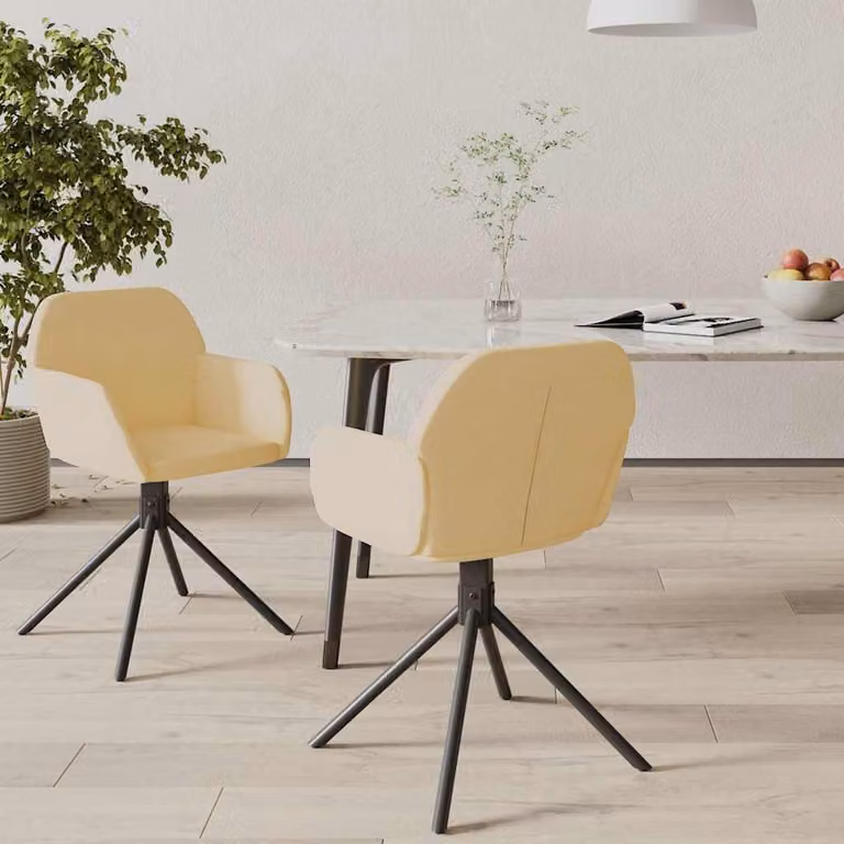 Set di 2 sedie da pranzo girevoli vidaXL in velluto beige con design moderno