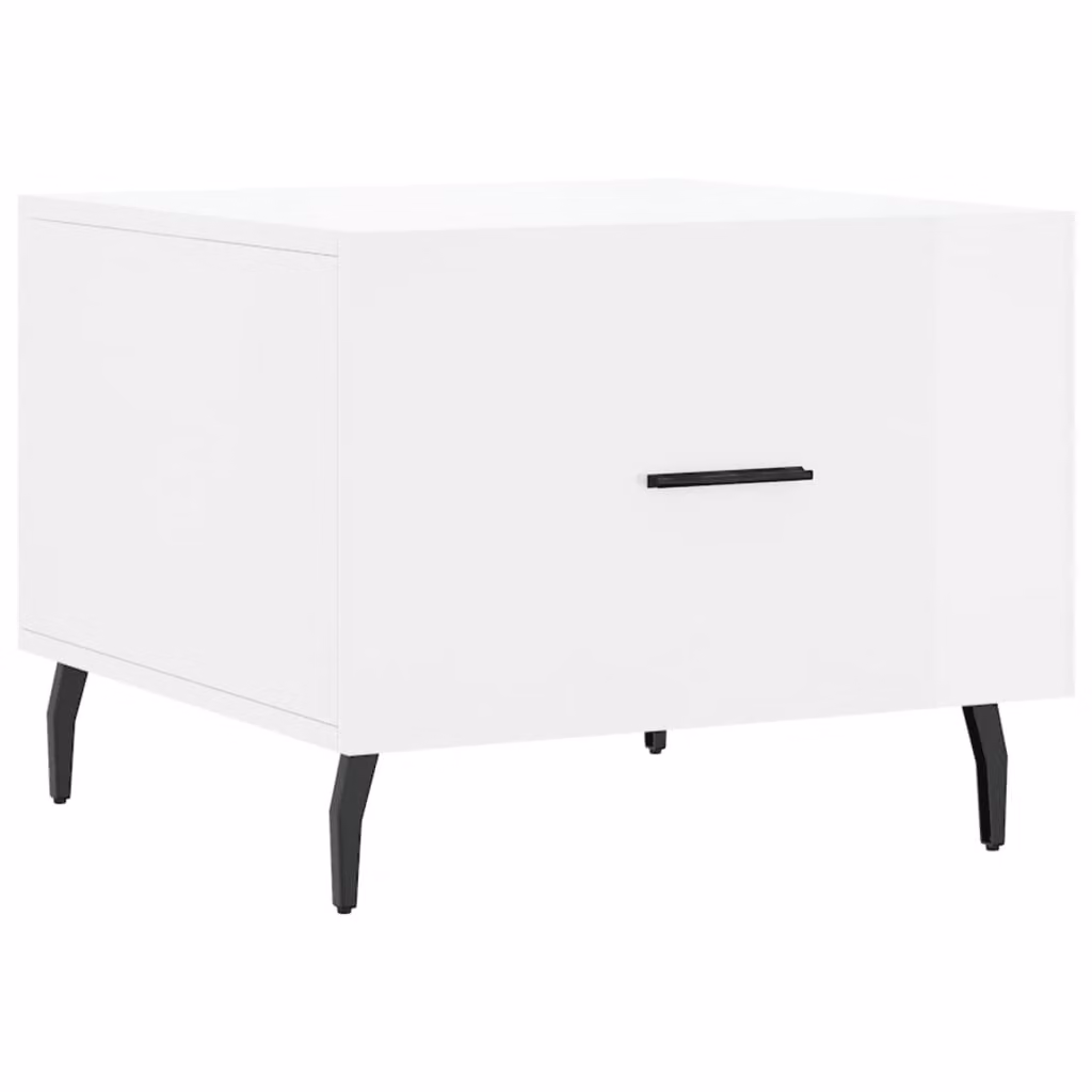 Tavolino da Salotto Bianco Lucido 50x50x40 cm Legno Multistrato