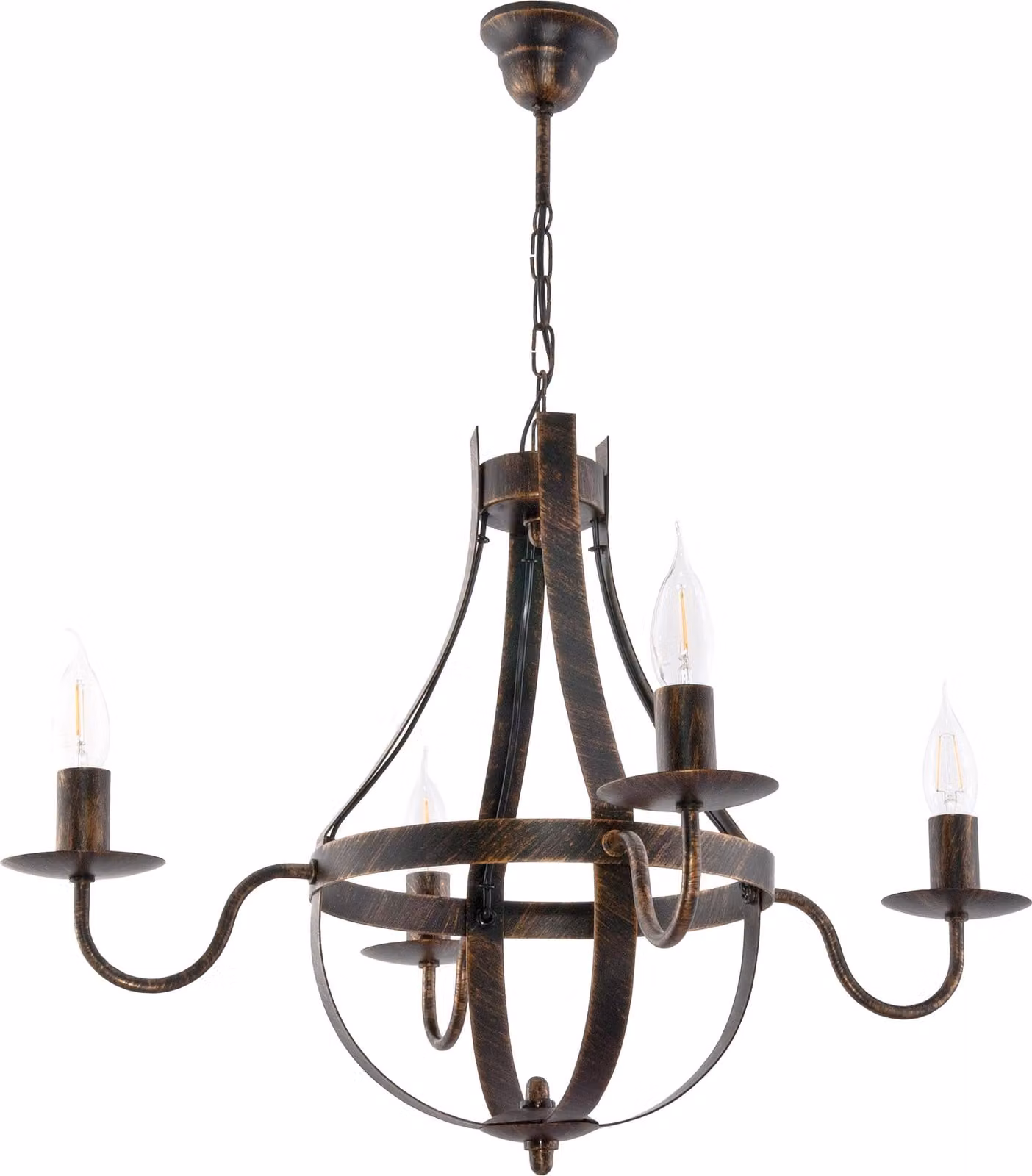 Lampada a sospensione, portacandele, nero, oro antico, ELEN NEGRO 11-361