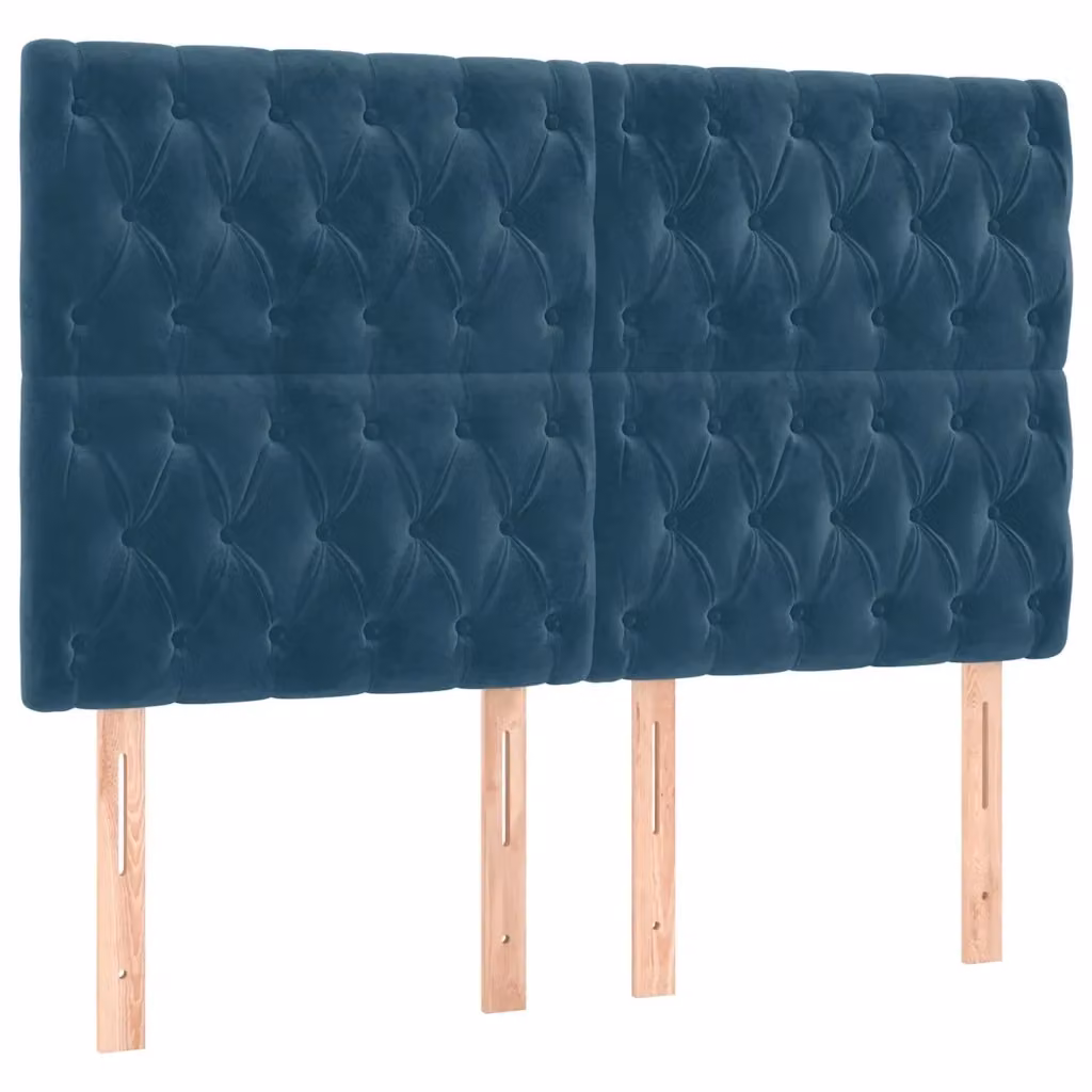 Testiera per letto vidaXL in velluto blu, stile classico, L: 144 cm, P: 7 cm, H: 118-128 cm – 2
