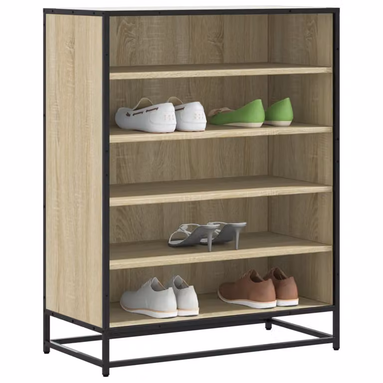 Scarpiera moderna vidaXL in legno e metallo color rovere, L 75 cm x P 38 cm x H 97,5 cm