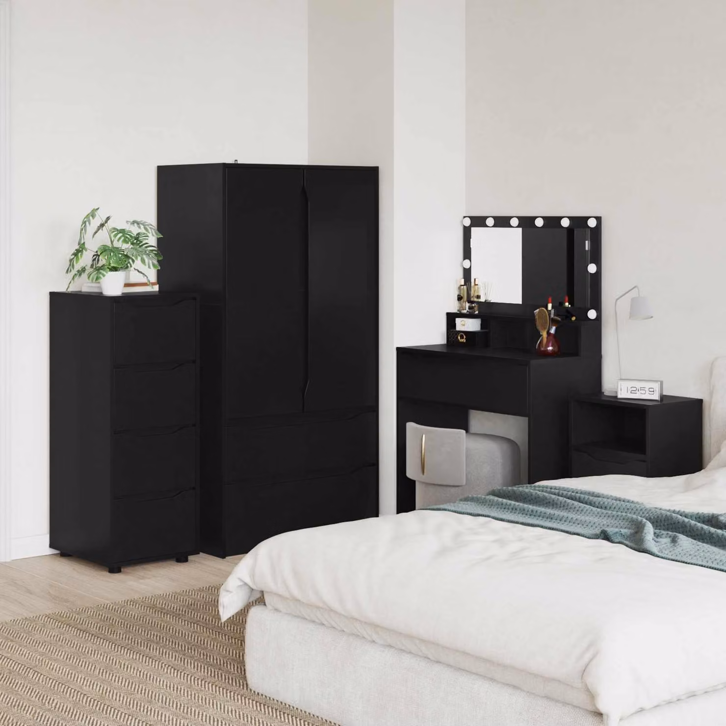 Armadio vidaXL in legno MDF nero con ante a battente L/P/H: 40 x 48 x 105 cm