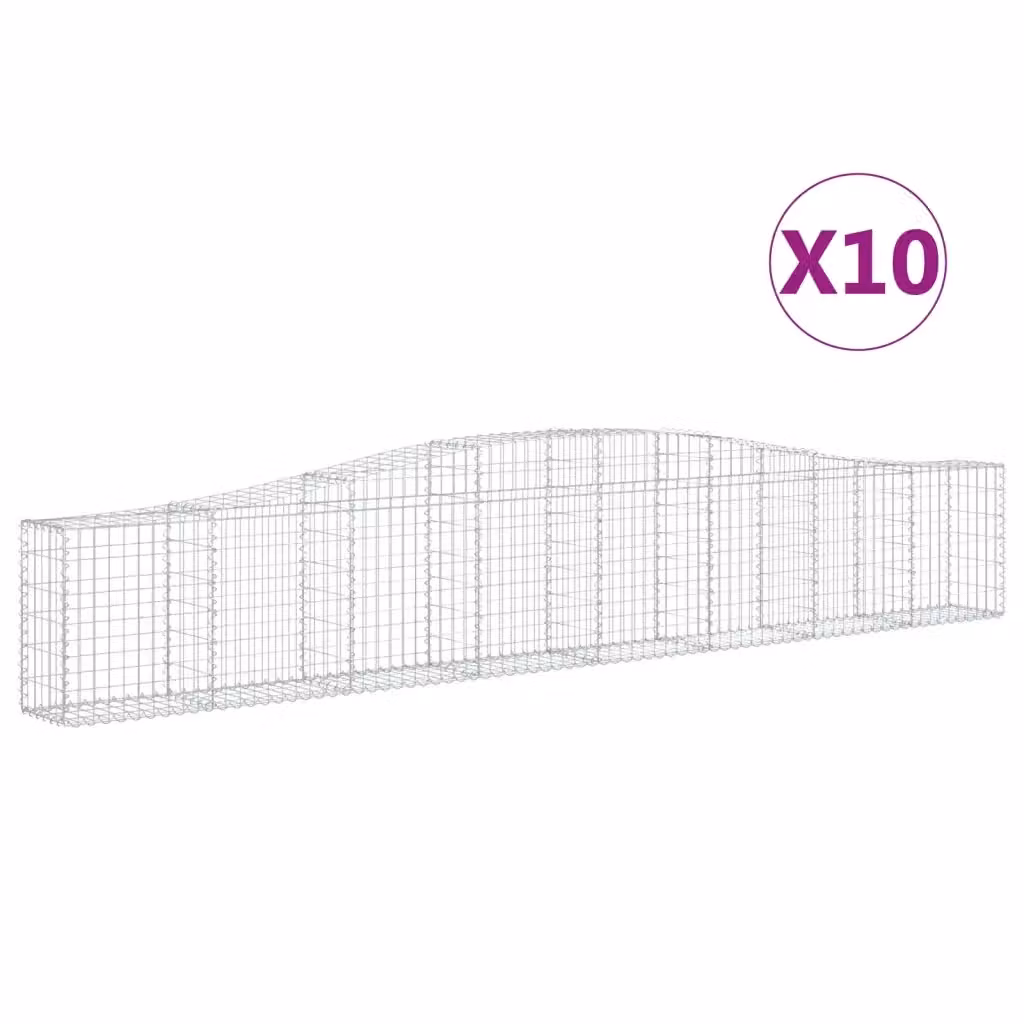 Set di 10 Cesti Gabbioni ad Arco Videx in Acciaio Zincato Colore Argento L: 400 cm, P: 30 cm, H: 60/80 cm – 2
